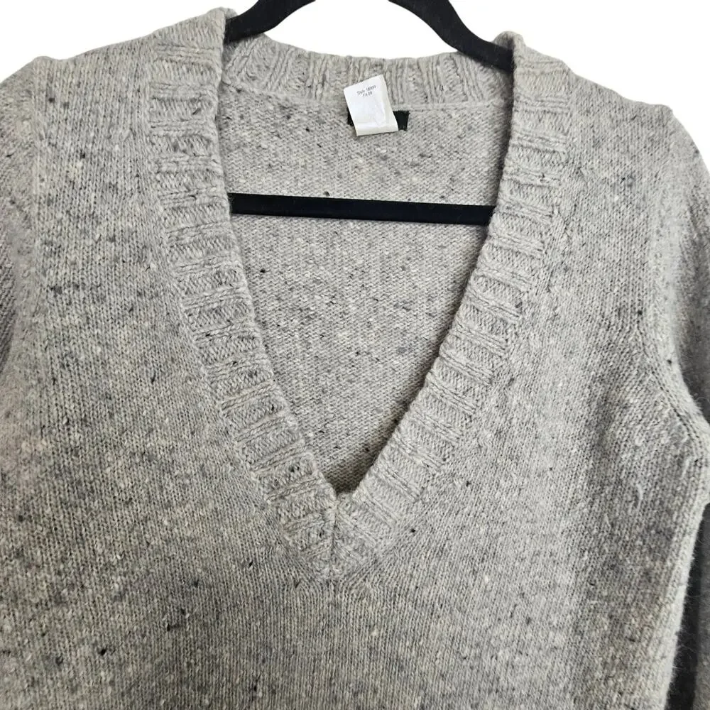 J. Crew Womens Wool Angora Mohair V-Neck Sweater Size S Minimalist Quiet Luxury